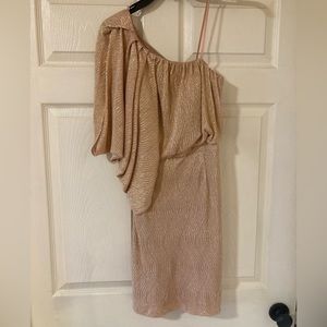 NWT JS Collections shimmering peach one shoulder party dress